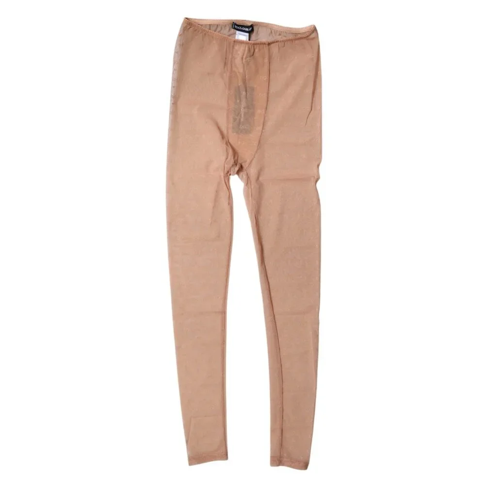 Dolce & Gabbana Nude Beige Logo Lace Lingerie Pants Underwear